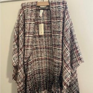 Pink Lily Knit Plaid Poncho